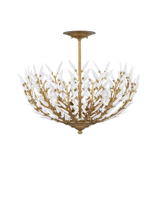 Magnum Opus Semi-Flush Mount in white and brass