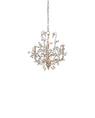 Crystal Bud Small Silver Chandelier in silver granello and wrought iron
