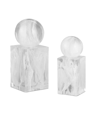 Nova White Objects Set of 2 in white swirl and composite