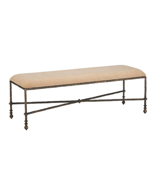 Fuso Bench, Wheat Fizz, crafted in dark beige and antique bronze