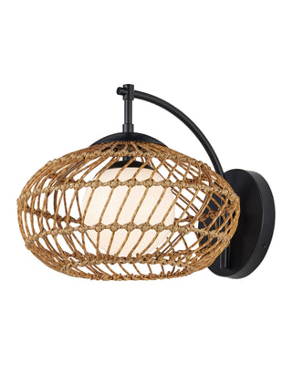 Carriage Outdoor Wall Sconce in black and all-weather wicker