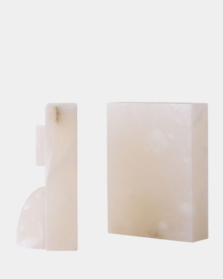 Barakoa Bookends, Alabaster, White, side view