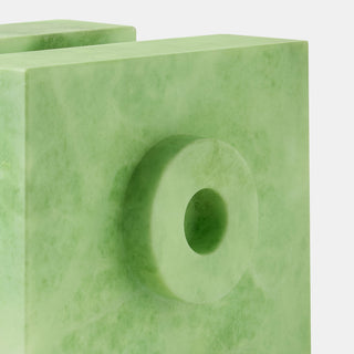 Barakoa Bookends, Alabaster, Lime, corner detail