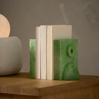 Barakoa Bookends, Alabaster, Lime, styled in a room