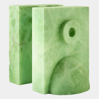 Barakoa Bookends, Alabaster, Lime, crafted in dyed and Italian alabaster
