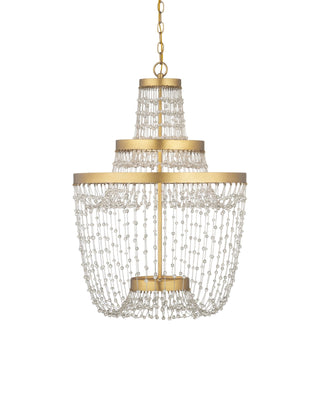 Mademoiselle Medium Chandelier in contemporary gold leaf and glass beads