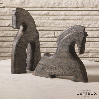 Cheval Short Wooden Sculpture, styled in a room