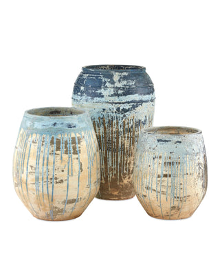 Catania Large Antique Blue Drip Planter, alternate view 3