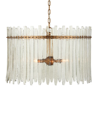 Electra Chandelier in antique brass and glass