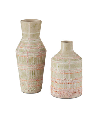 Riso Vase Set of 2 in cream and green