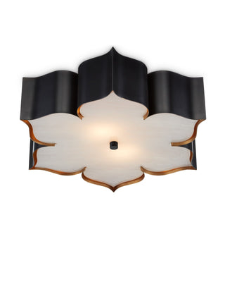Grand Lotus Black Flush Mount in contemporary gold and wrought iron