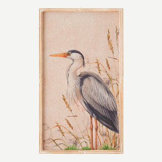 Great Blue Heron Wall Art in fir and linen