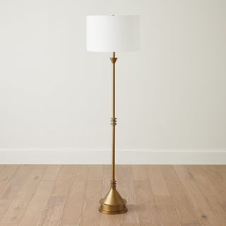 Gear Floor Lamp, Antique Brass, styled in a room