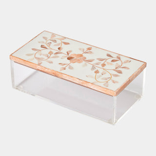 Lacey Inlay Box, Rectangle, Brown/Cream, crafted in acrylic and resin
