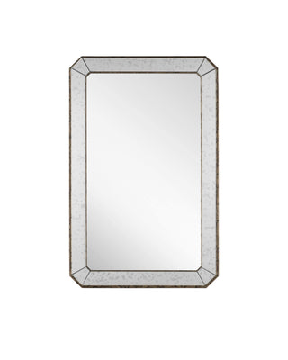 Antiqued Rectangular Mirror in glass and wood