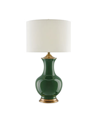 Lilou Green Table Lamp in antique brass and ceramic