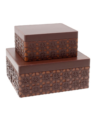 Brayden Box Set of 2 in brown and leather
