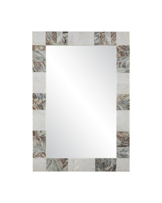 Elena Rectangular Mirror in white and brown