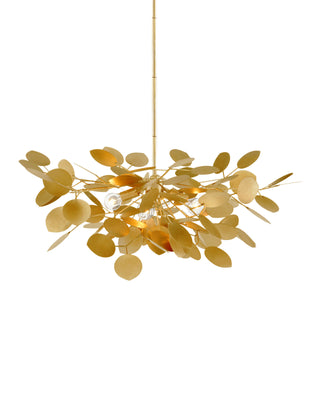 Lunaria Small Gold Chandelier in contemporary gold leaf and wrought iron