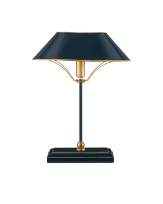 Daphne Navy Table Lamp in gold and iron