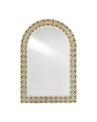 Ellaria Rectangular Mirror in brass and bone