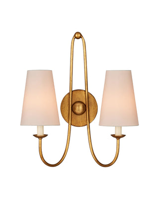 Brayden Double-Light Wall Sconce in antique gold leaf and metal