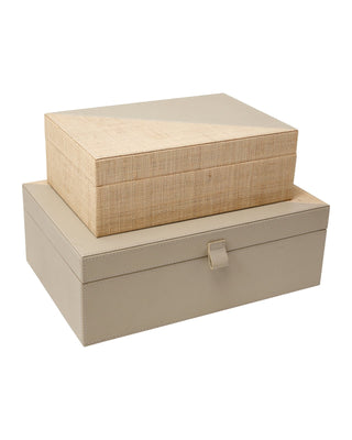 Evren Box Set of 2 in gray and leather