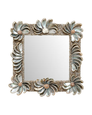 Halcyon Mirror in silver and shell