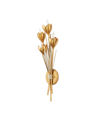 Hortensia Wall Sconce in contemporary gold leaf and wrought iron