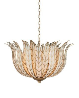 Lamina Bowl Chandelier in antique brass and off-white