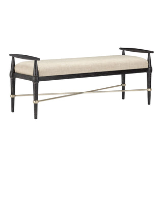 Perrin Black Bench, Finn Natural, crafted in ebonized wood and silver granello