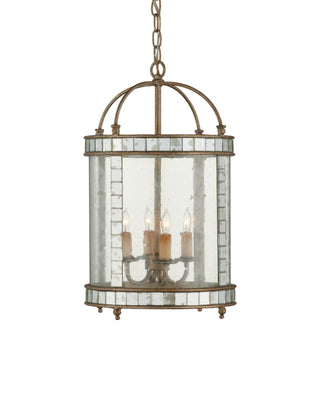 Corsica Small Silver Lantern in harlow silver leaf and antique mirror