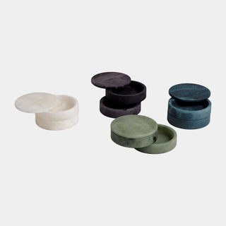 Leora Swivel Box, Alabaster, Green, styled in a room