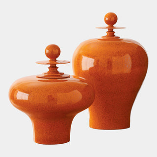 Happy Temple Jar, Orange, Squat, styled in a room