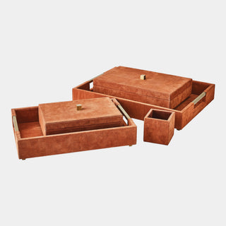 Posh Box, Rust Suede, styled in a room