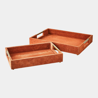 Posh Tray, Rust Suede, styled in a room