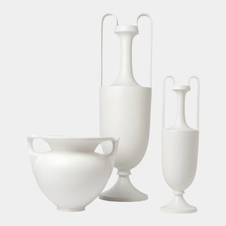 Elongated Grecian Amphora, Matte White, styled in a room