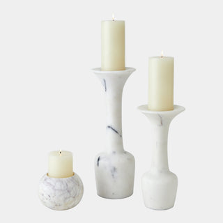 Calyx Candle Holder, White, styled in a room