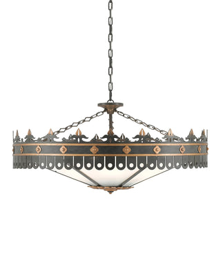 Berkeley Chandelier in antique gold and moss gray