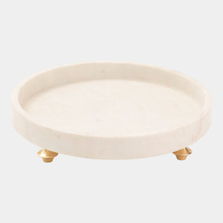 Quintessential Tray, Circle, White, crafted in polished marble