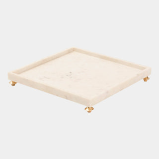 Quintessential Tray, Square, White, crafted in white marble