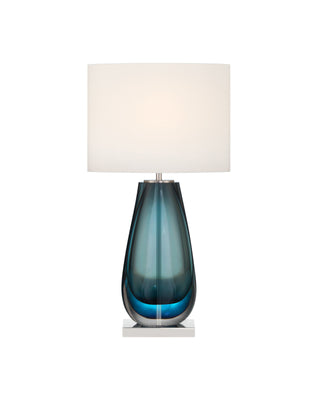 Danza Large Cordless Table Lamp in blue and art glass