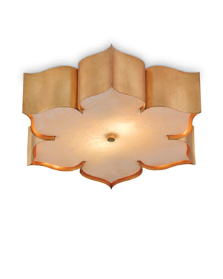 Grand Lotus Gold Flush Mount in antique gold leaf and faux alabaster