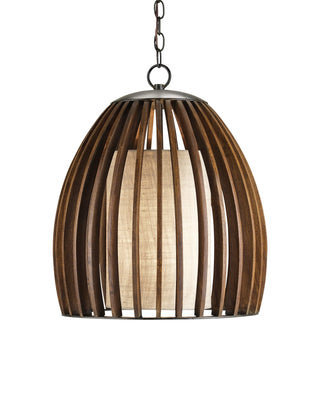 Carling Pendant in polished fruitwood and beige