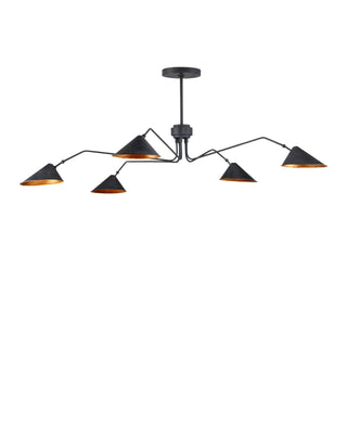 Serpa Black Chandelier in gold leaf and wrought iron