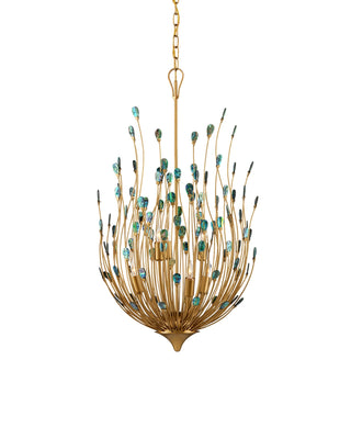 Delphos Chandelier in contemporary gold and wrought iron